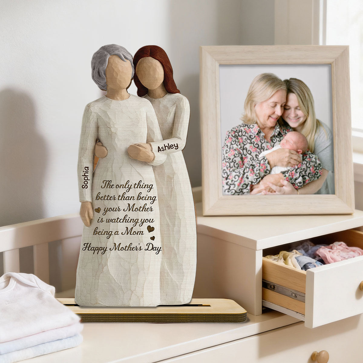 Daughter Watching You Be A Mom 2D Flat - Personalized 2-Layered Wooden Plaque - Mother's Day Gift For Daughter From Mom