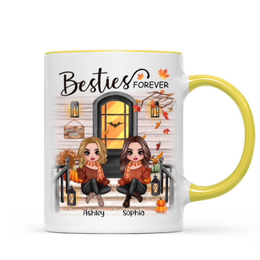 Fall Season Best Friends Sisters Front Porch Personalized Mug (11oz)