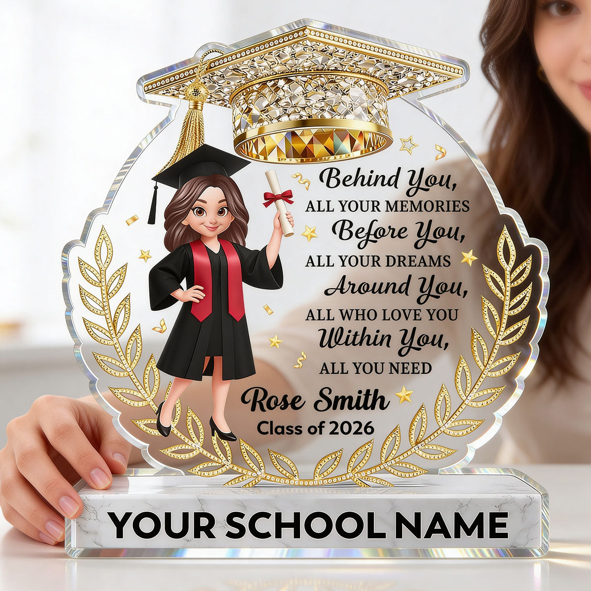 Before You All Your Dreams Graduation - Personalized Acrylic Block Plaque - Graduation Gift For Graduates, Daughter, Son