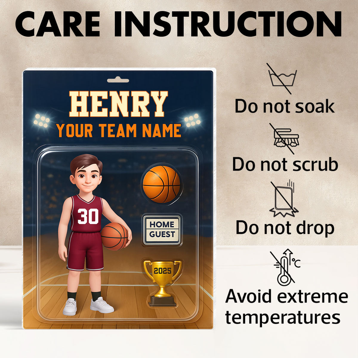 Basketball Player Custom Figure 3D Effect - Personalized Acrylic Block Plaque - Christmas Gift for Son, Daughter, Grandkids