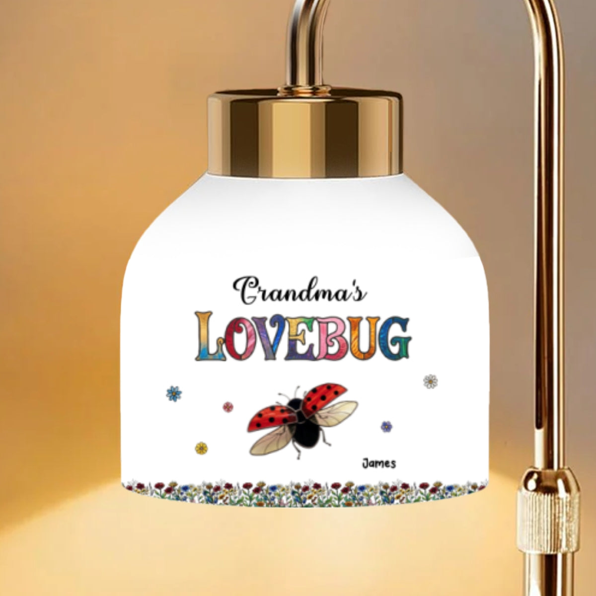 Vintage Grandma's Love Bugs Custom Grandkids Name - Personalized Candle Warmer Lamp - Mother's Day Gift For Grandma, Mom