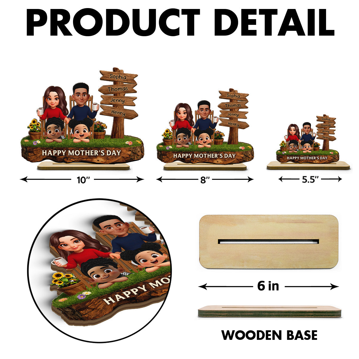Family Sitting Sign Post - Personalized 2-Layered Wooden Plaque - Heartfelt Rustic Decor, Gift for Mom, Dad