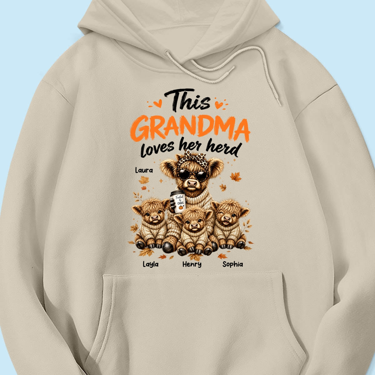 This Grandma Loves Her Herd Fall Season - Personalized Light Color Shirt - Cozy Autumn Tee for Grandma