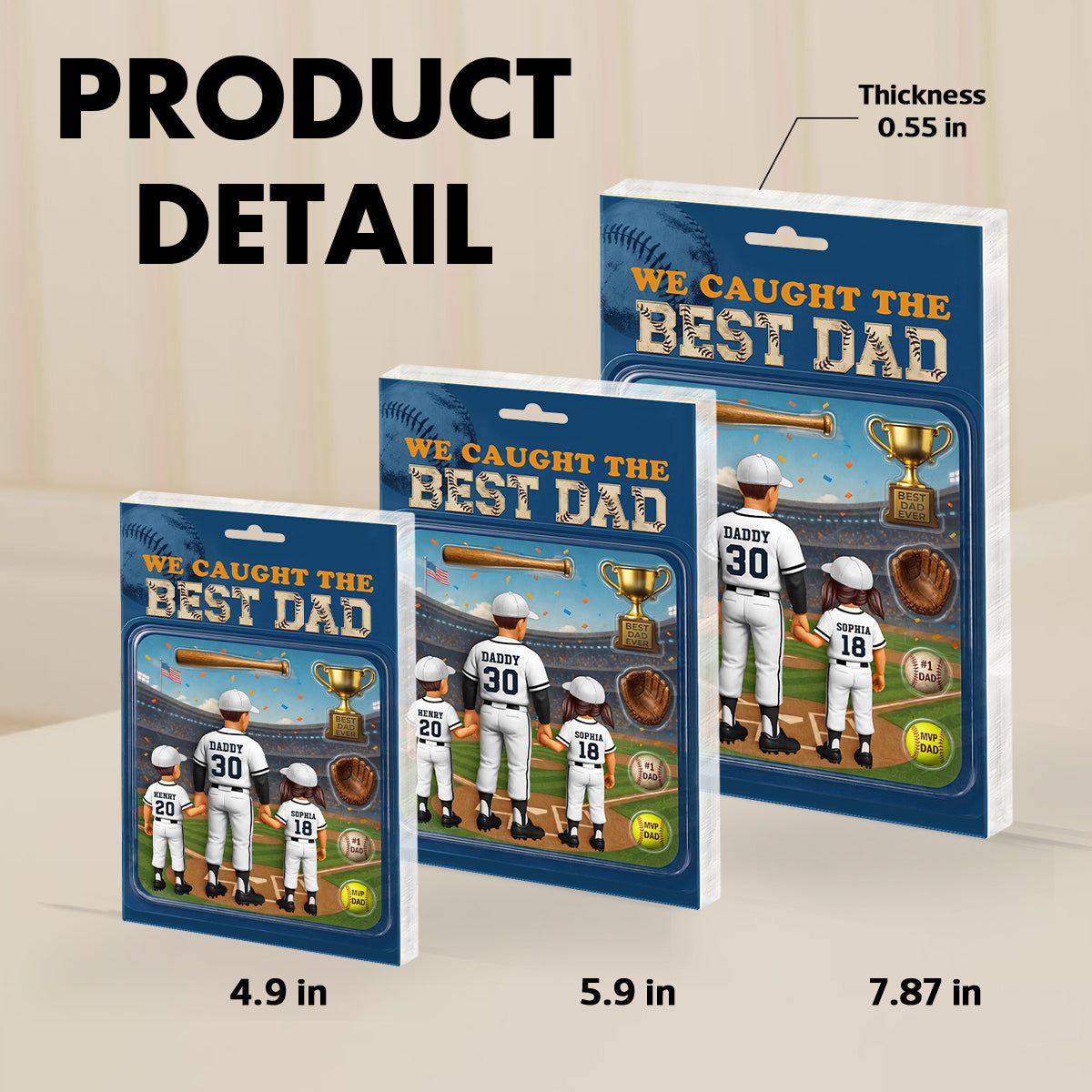 Baseball Dad Action Figure - Personalized Acrylic Block Plaque - Gift for Dad, Husband