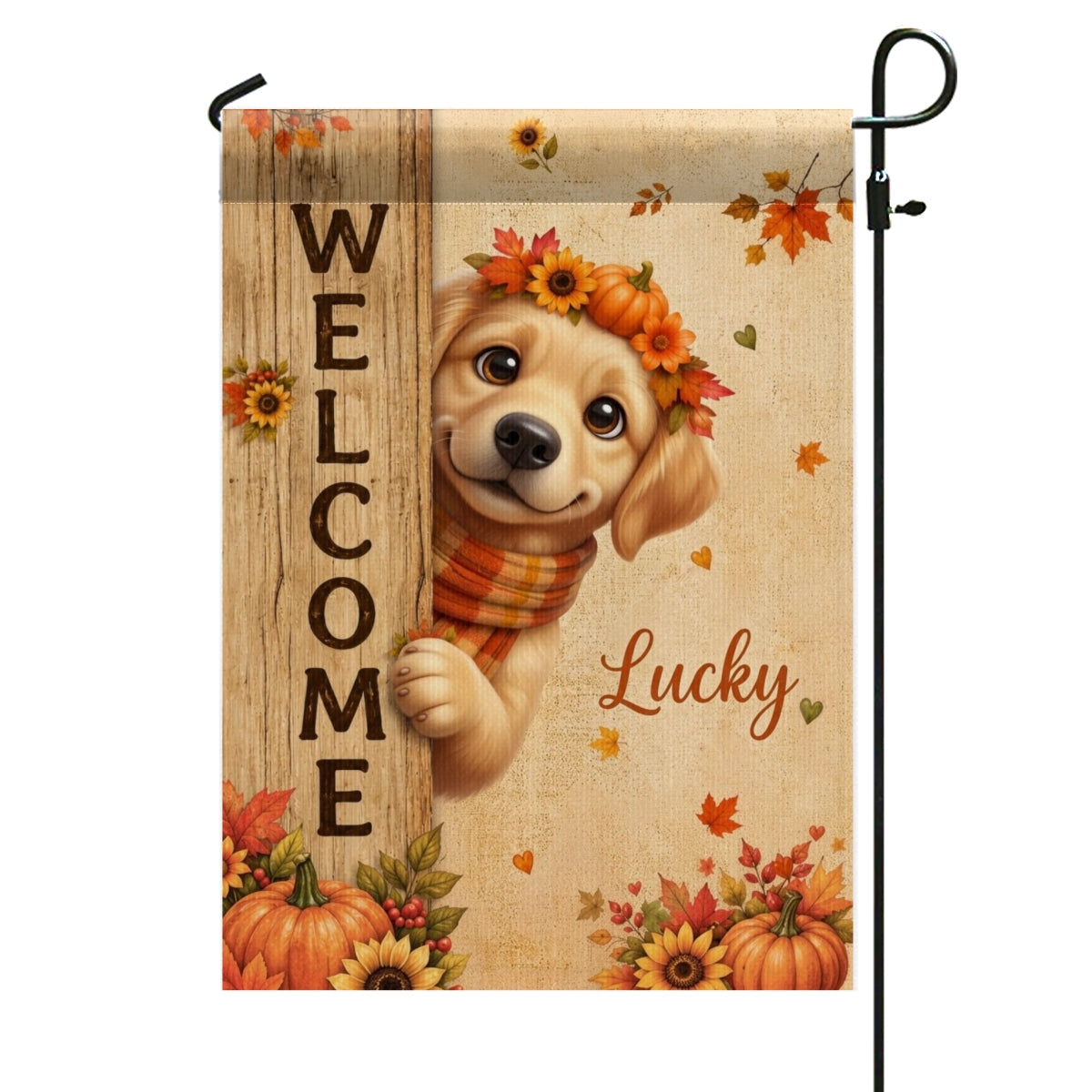 Cozy Fall Cute Dog Welcome - Personalized Garden Flag