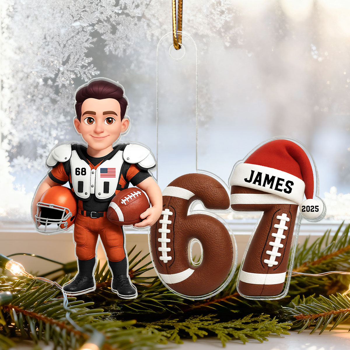 3D Effect 67 Six Seven Custom Sport 2025 Slang Christmas - Personalized Acrylic Ornament - Funny Christmas Gift For Teen, Grandkid, Gen Alpha