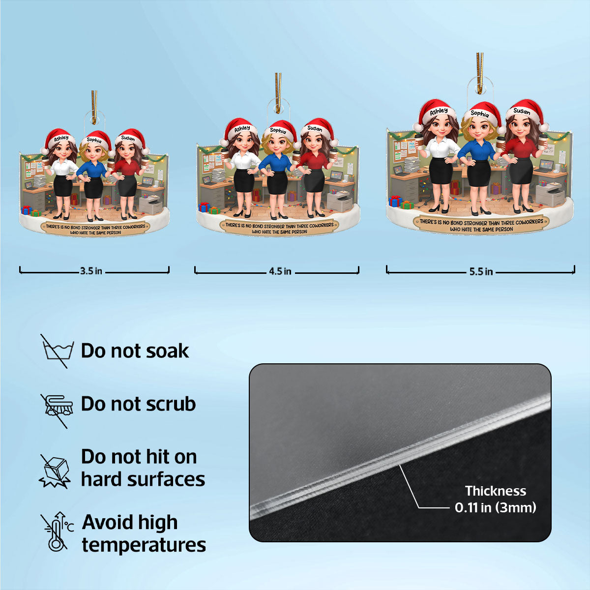 No Bond Stronger Coworkers Hate The Same Person - Personalized Acrylic Ornament - Funny Gift For Work Besties, Colleagues