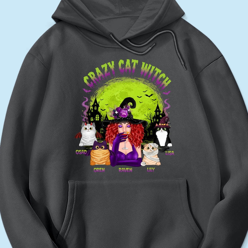 Crazy Cat Witch - Personalized Shirt - Halloween Gift for Cat Moms, Cat Lovers