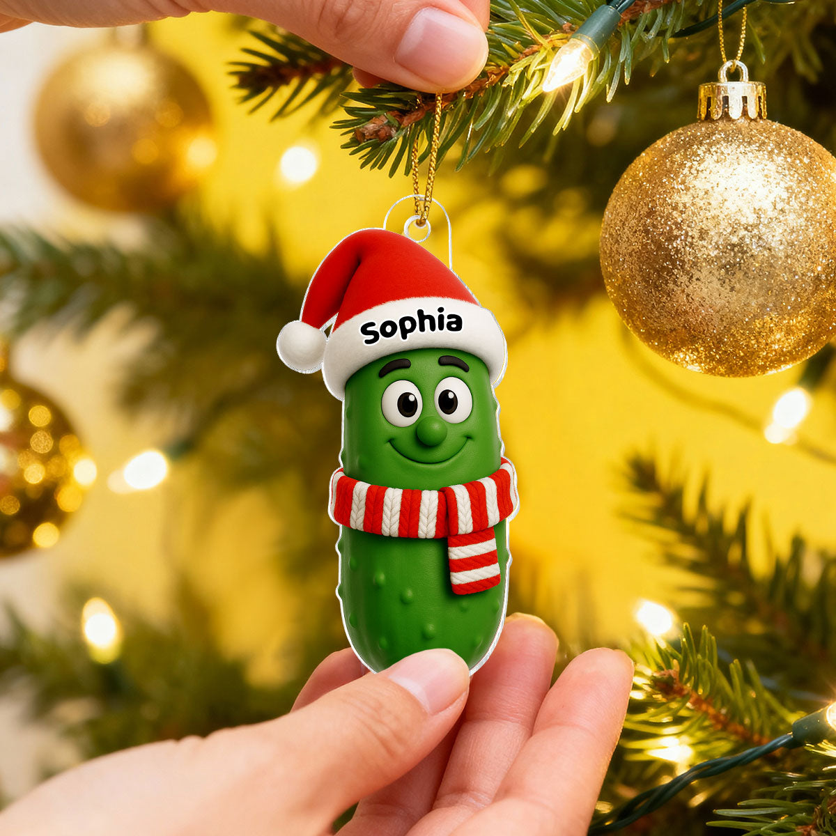 Christmas Pickle Characters - Personalized Acrylic Ornament - Funny White Elephant Gift