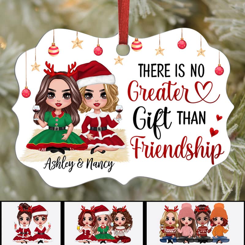 Christmas Doll Besties Sitting Personalized Christmas Ornament