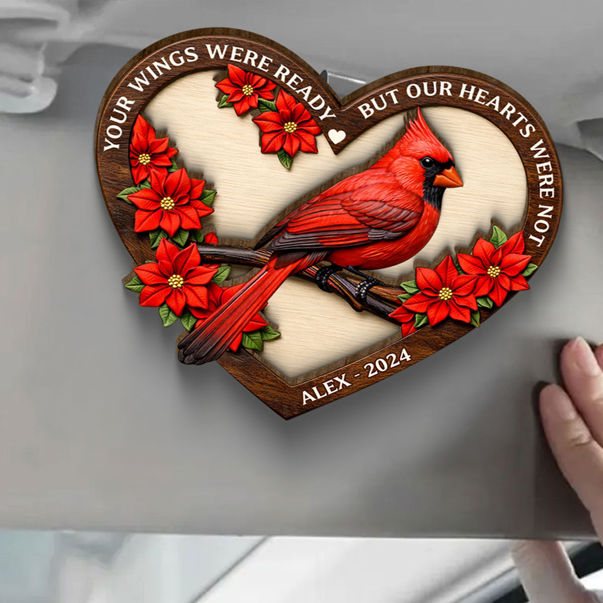 I Am Always With You Memorial Cardinal - Personalized Car Visor Clip - Heartfelt Remembrance Keepsake for Loved Ones