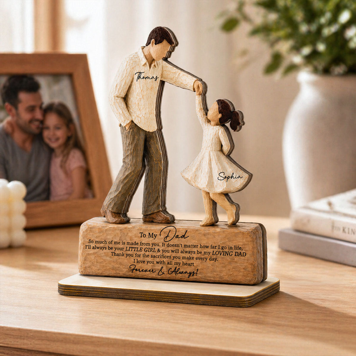 I Will Always Be Your Little Girl Father & Daughter Dancing 2D Flat Printed - Personalized 2-Layered Wooden Plaque - Sentimental Gift For Dad From Daughter