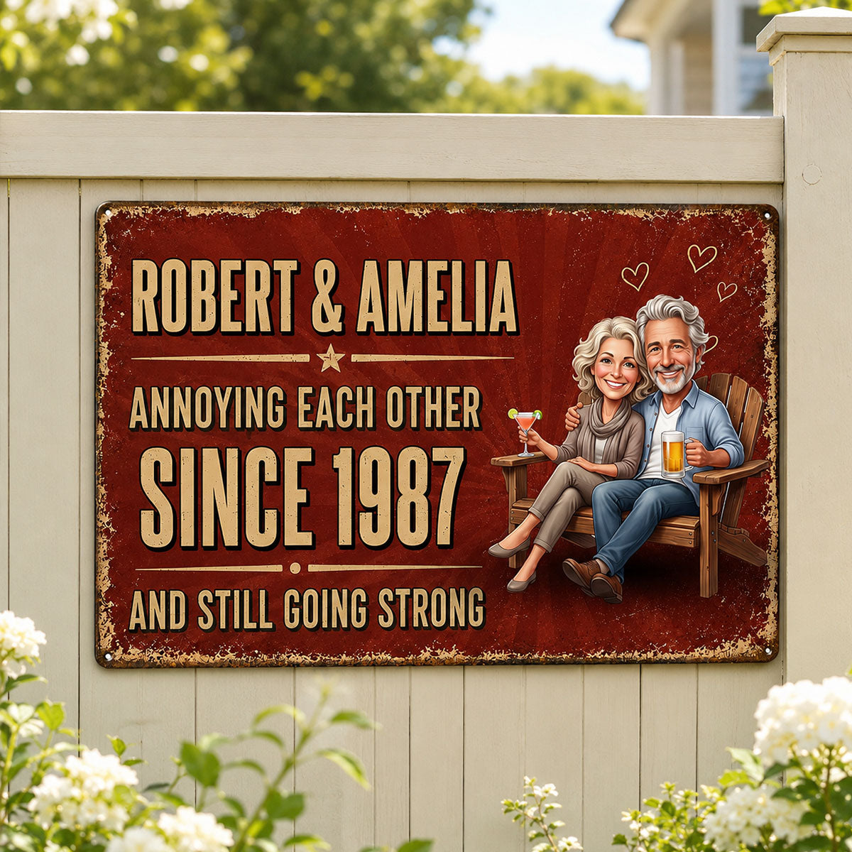 Custom Photo Couple Annoying Each Other - Personalized Metal Sign - Anniversary Gift for Her, for Him