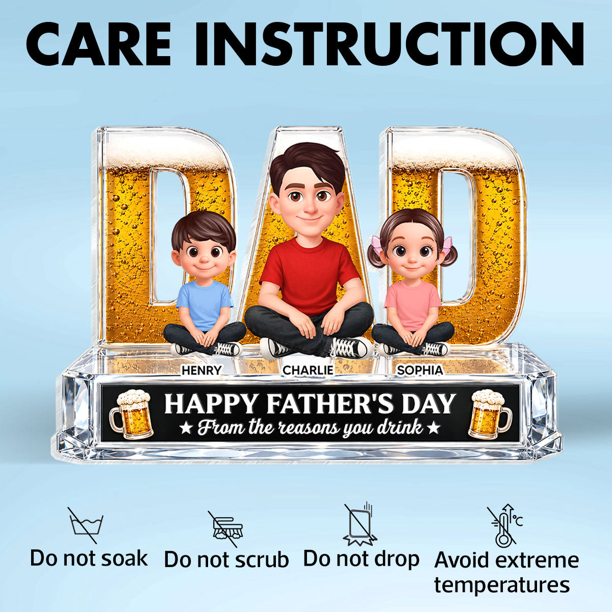 To Dad From The Reasons You Drink Dad Beer - Personalized Acrylic Block Plaque - Gift For Husband, Dad, Beer Lovers