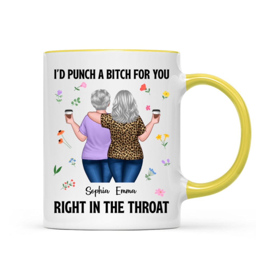 Back View Besties Walking It Takes A Long Time To Grow An Old Friend Floral Personalized Mug, Gift For Best Friends, BFF