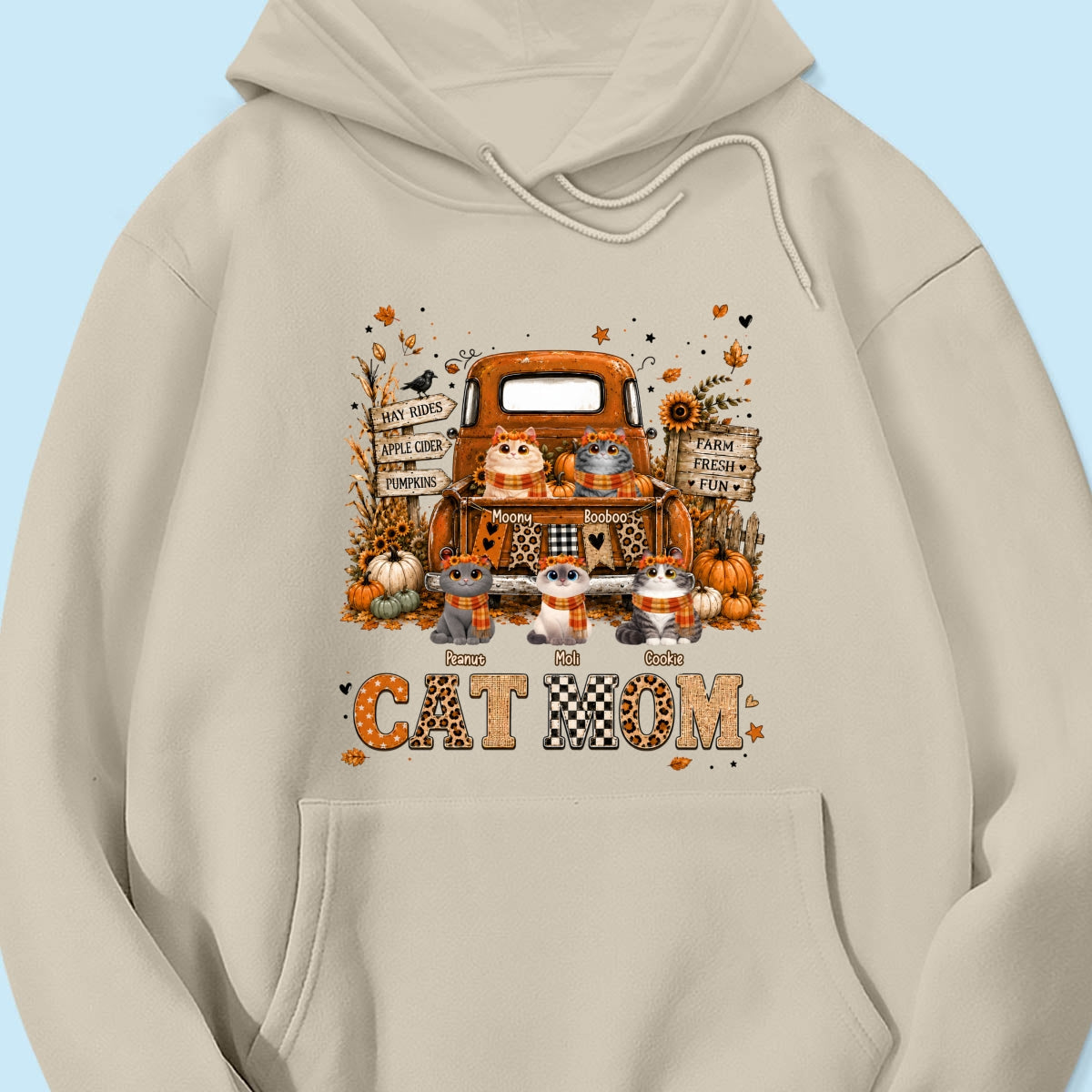 Cat Mom Fall Pickup Truck - Personalized Shirt - Fall Season Gift, Gift For Cat Lovers
