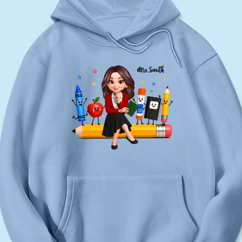 Funny Teacher Life Happy School Supplies Friends - Personalized Shirt - Back To School Gift For Teacher
