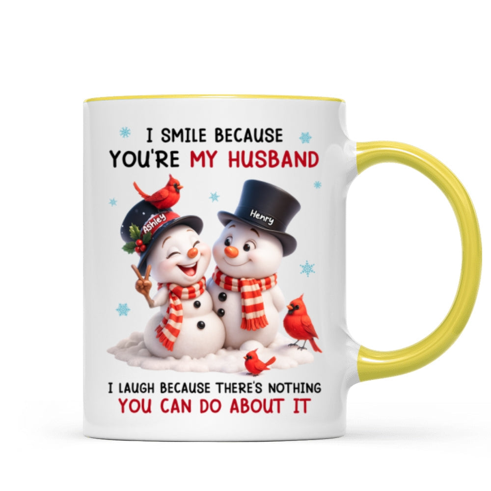I Smile Because You're My Husband - Personalized Mug - Funny Christmas Gift for him, Gift for her