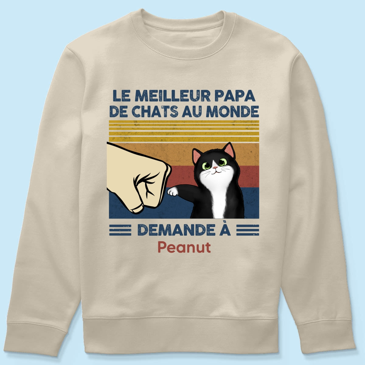 Cadeau parfait pour les papas de chats – T-shirt personnalisé avec check de poing avec votre chat