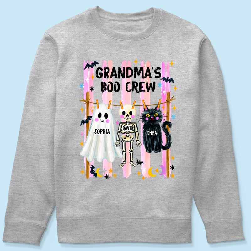 Grandma's Boo Crew Preppy Pattern - Personalized Shirt - Trendy Fall Halloween Tee for Grandma