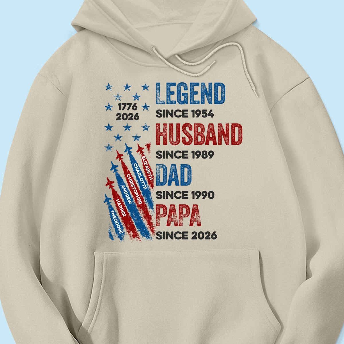 Legend Husband Dad Grandpa Custom Kid Name - Personalized Shirt - American 250th Anniversary Keepsake For Husband, Dad, Grandpa