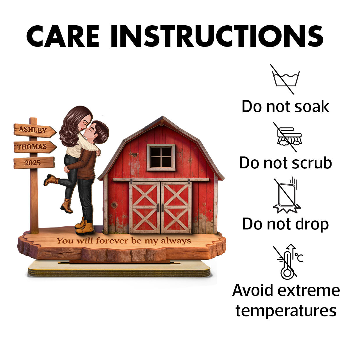 Nostalgia Barn House Eternal Love Couple Sign Posts - Personalized 2-Layer Wooden Plaque - Gift For Couple, For Him, For Her, Farmhouse Decor
