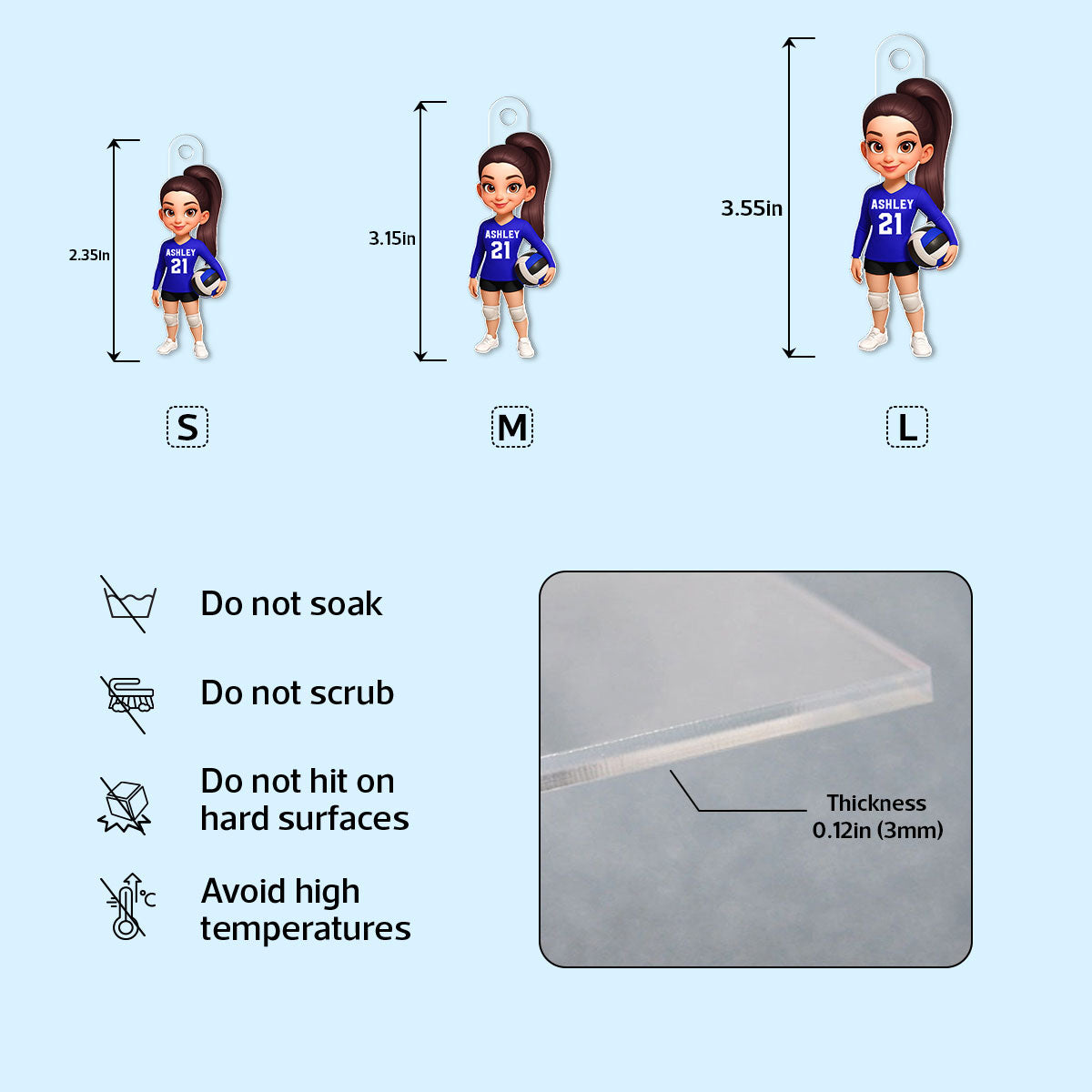 3D Effect Proud Volleyball Player - Personalized Acrylic Keychain - Gift For Volleyball Players, Volleyball Lovers