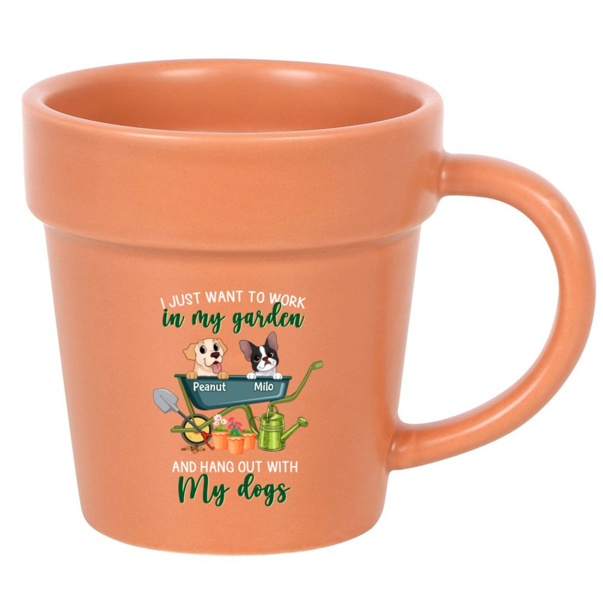Just Want To Work In My Garden With My Dogs - Personalized Plant Pot Ceramic Mug - Gift For Gardening Lovers