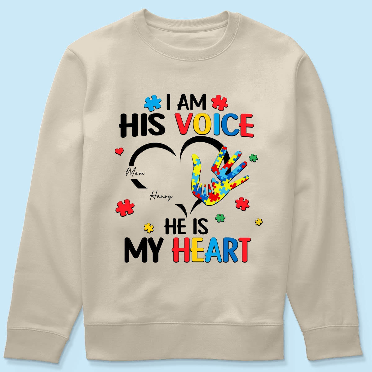 I'm His Voice He's My Heart Autism - Personalized Shirt - Autism Awareness
