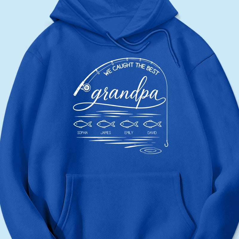 Fishing Dad Grandpa Best Catch Outline Style - Personalized Shirt