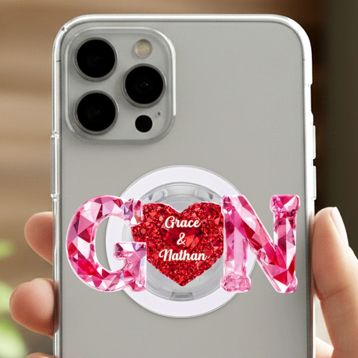 Couple Love Initial - Personalized Acrylic Magnetic Phone Grip - One of a Kind Anniversary Gift for her, for him