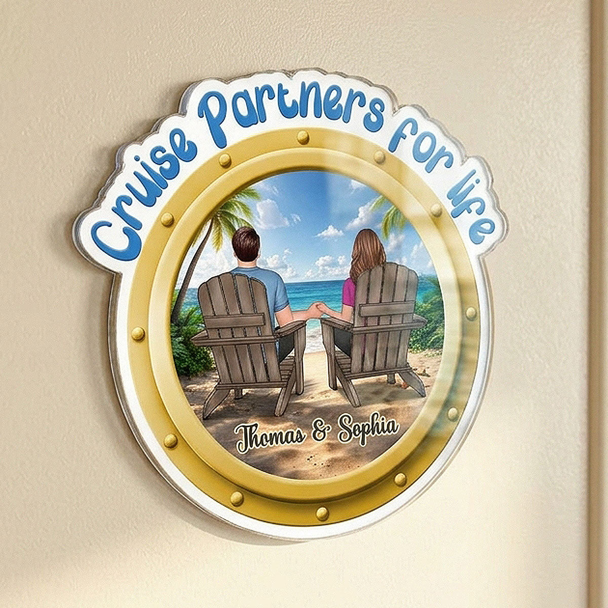 Cruise Partners For Life Couple Back View - Personalized Cruise Ship Door Magnet