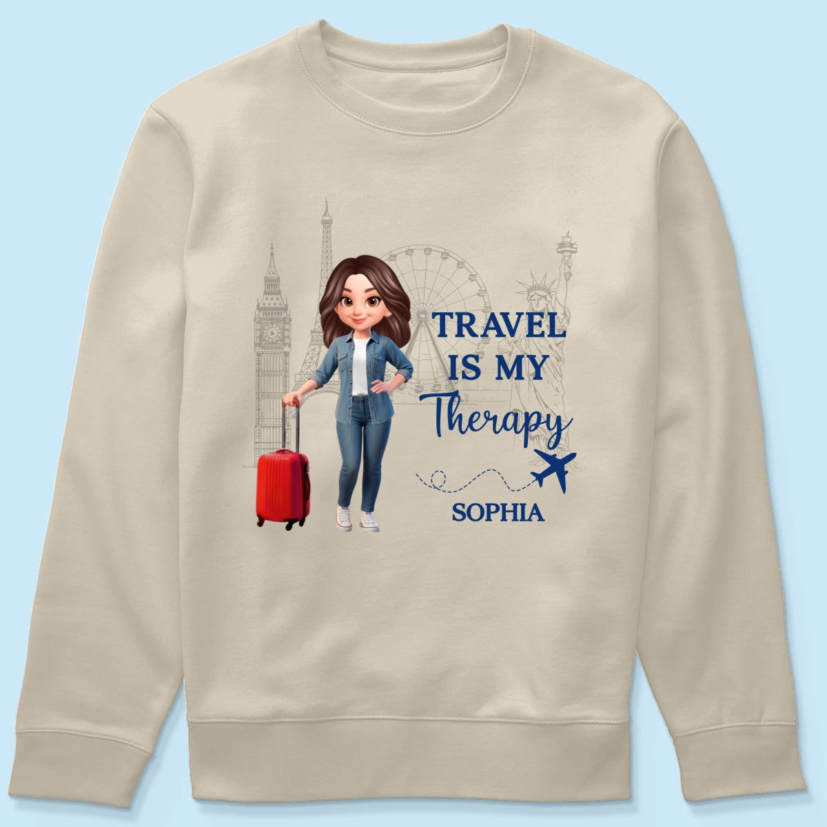 Man Woman Travel Is My Therapy - Personalized Shirt - Gift for Travelers