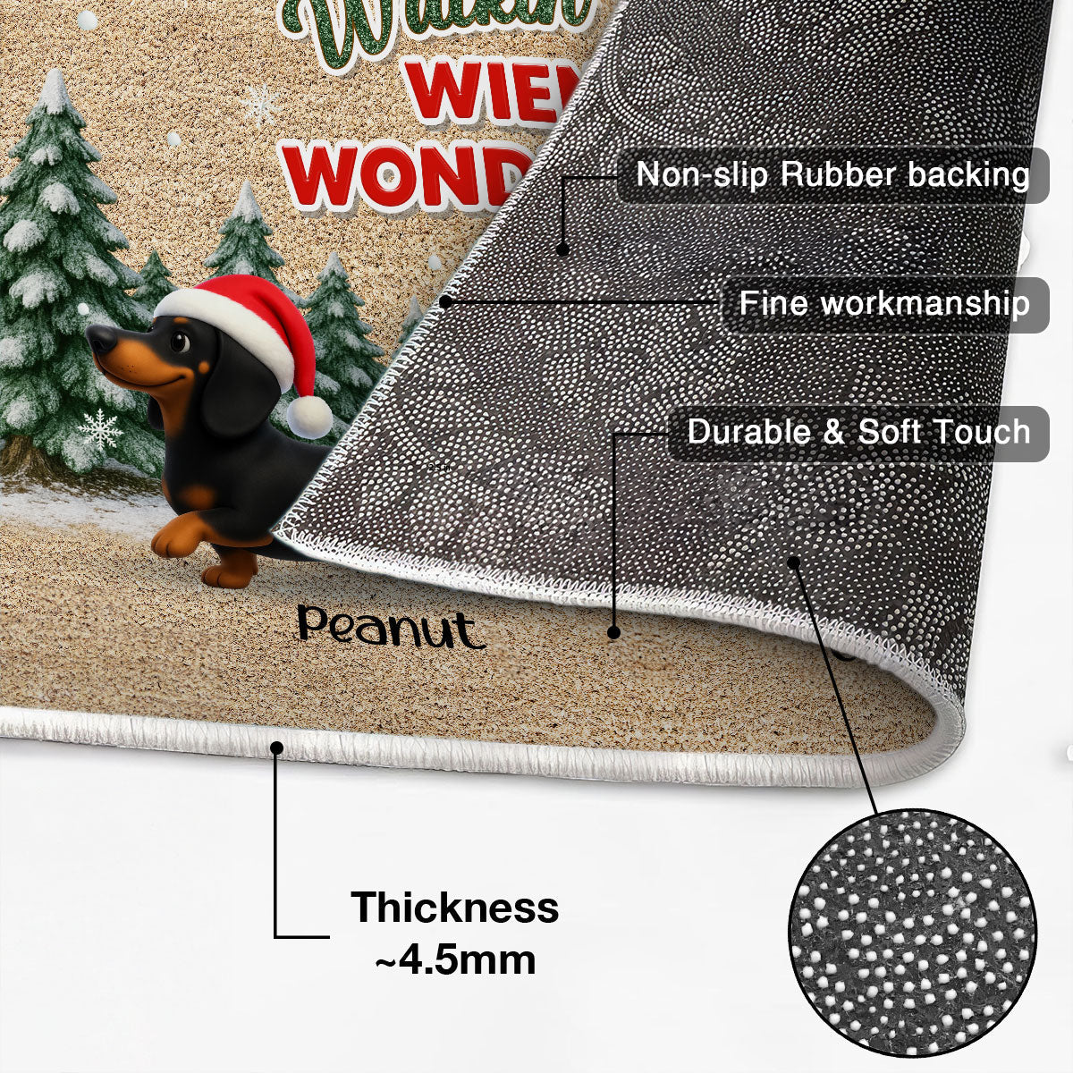 Dachshunds Walking In A Wiener Wonderland - Personalized Doormat - Unique Christmas Gift For Dachshunds Lovers