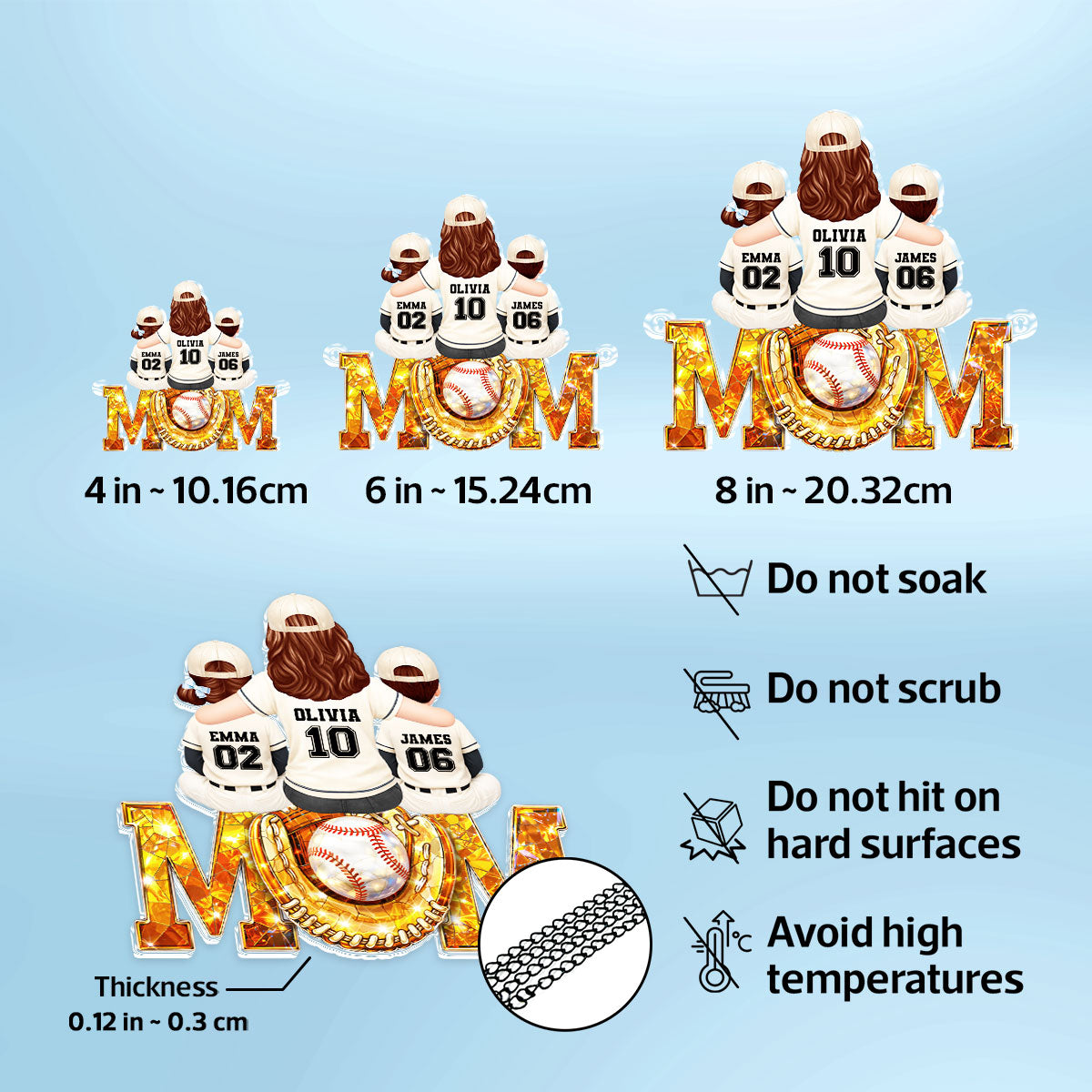 Baseball Mom And Kids We Caught The Best Mom - Personalized Suncatcher - Heartfelt Mother's Day Gift for Mom, Wife