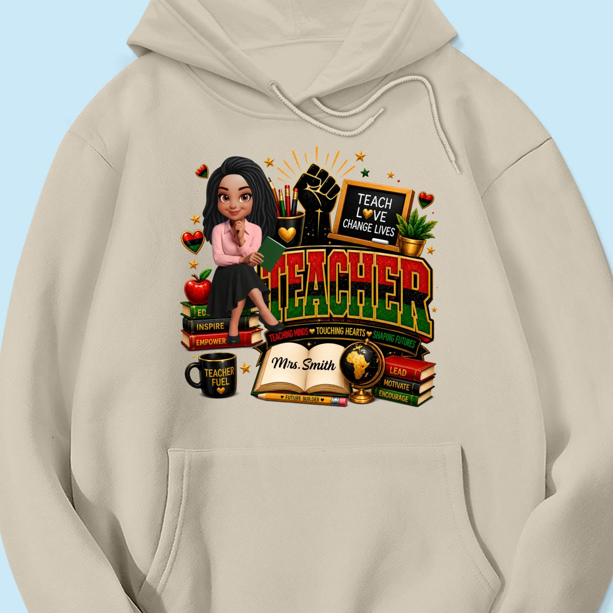 Teach Love Changes Life - Personalized Shirt - African American Teacher Appreciation Gift, Back to School Trendy Tee