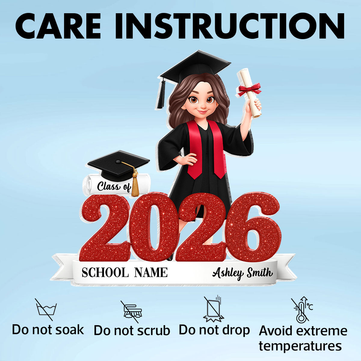 Class Of 2025 2026 3D Effect Senior - Personalized Acrylic Block Plaque - Graduation Gift For Seniors, Daughter, Son, Grandkids