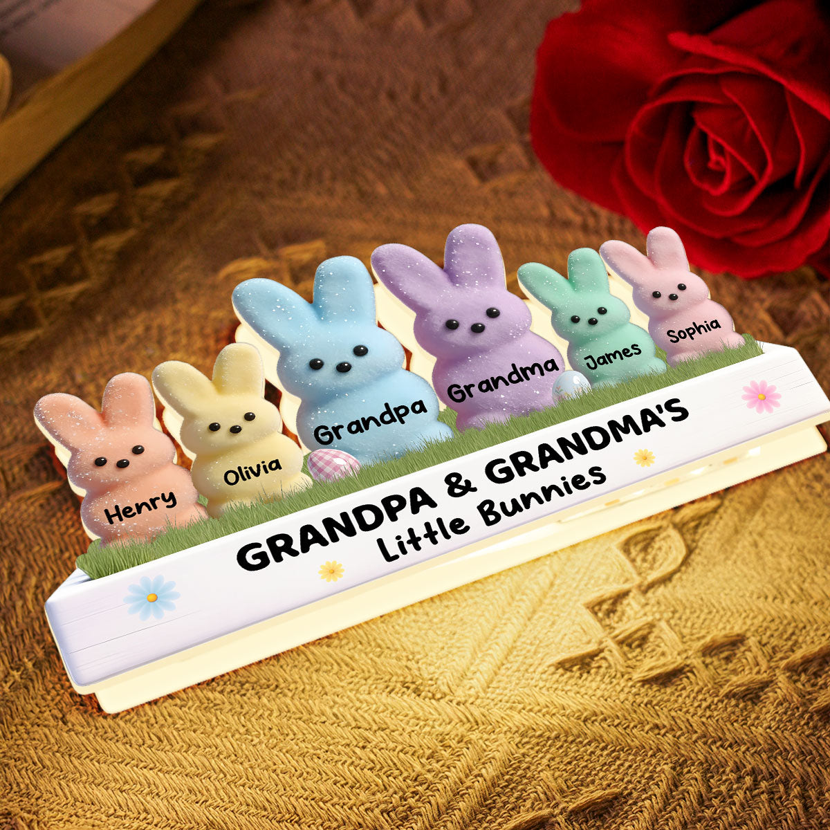 Easter Grandma & Grandpa Little Bunnies - Personalized Light Box - Gift For Grandparents, Easter Decoration