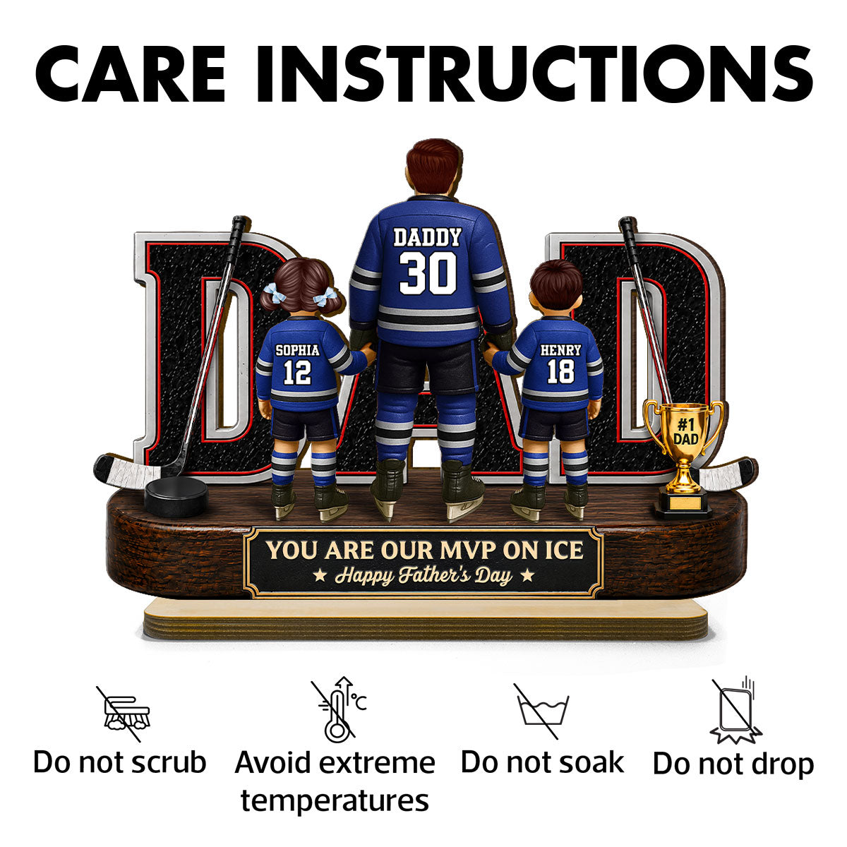 Hockey Dad Legend You Are Our MVP On Ice - Personalized 2-Layered Wooden Plaque - Gift For Dad, Husband