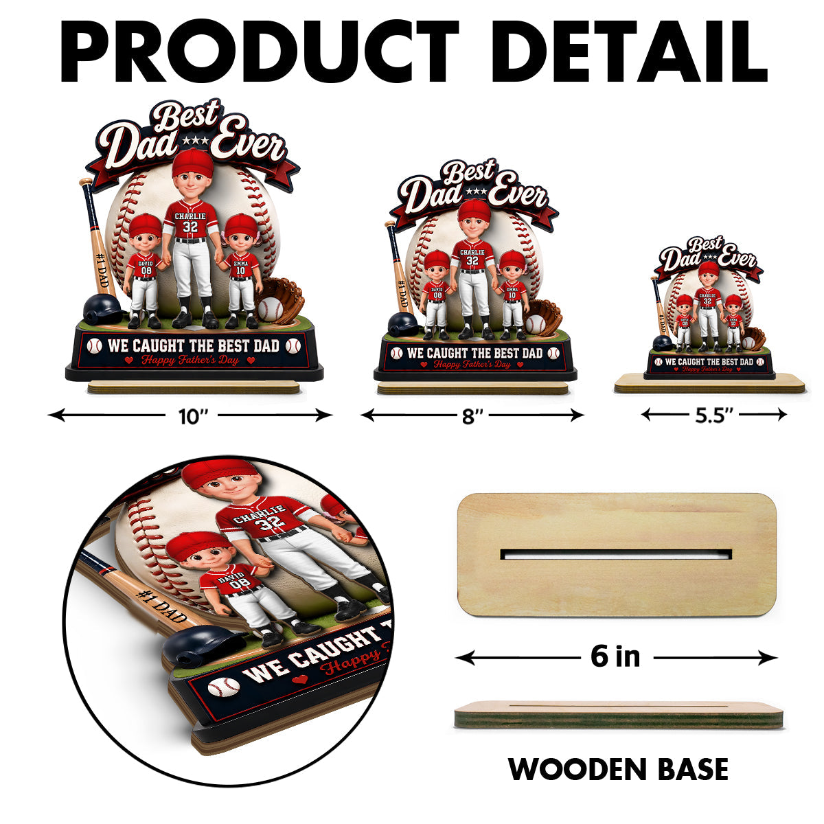 The Home Run Hero Dad Baseball - Personalized 2-Layered Wooden Plaque - Heartfelt Gift For Dad, Husband
