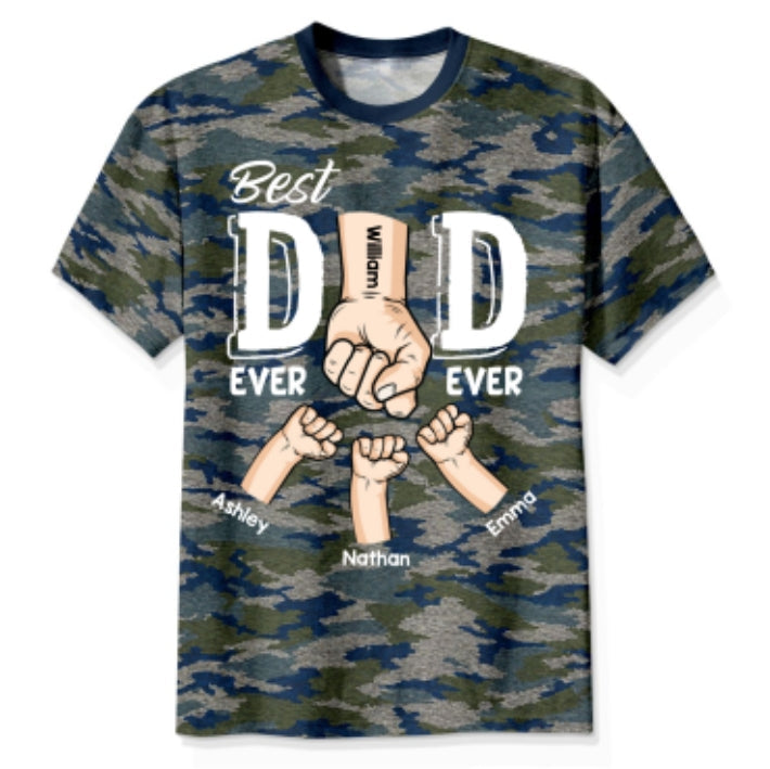 Best Dad Ever Ever Fist Bump Camo Pattern - Personalized Shirt - Father's Day Gift For Husband, Dad