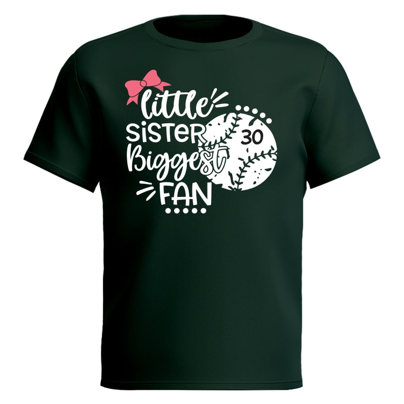 Little Sister Little Brother Biggest Fan - Personalized Kid Shirt - Baseball Little League Game Day Dark Color Shirt