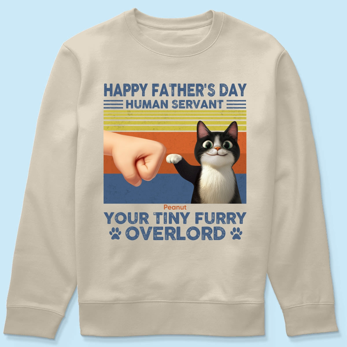 Happy Father's Day Human Servant Cat Dad, Funny Cute Cartoon Cats Personalized Shirt
