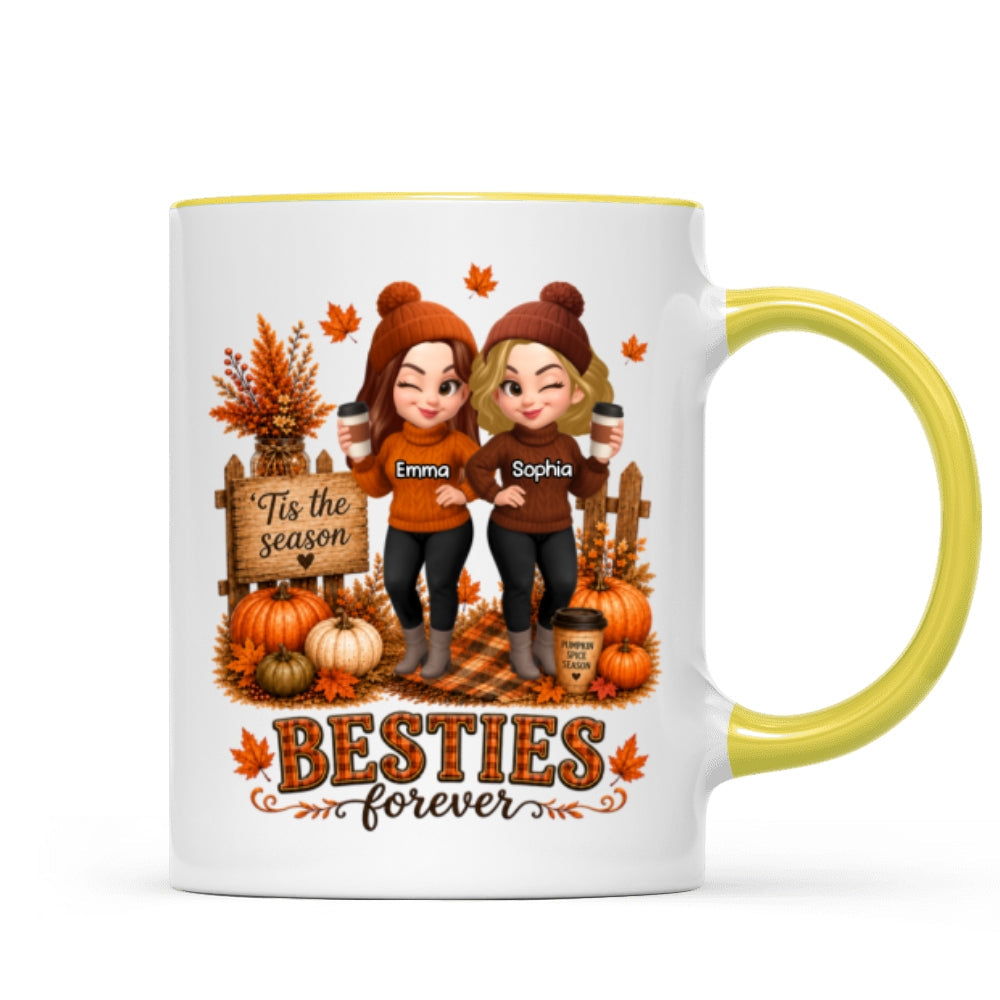 Fall Season Besties Forever - Personalized Mug - Fall Gift for Best Friends