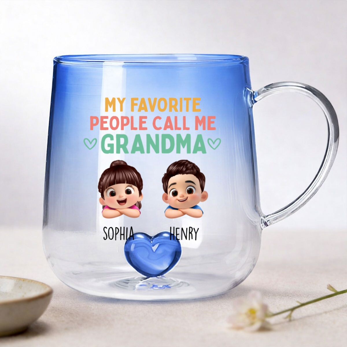 My Favorite People Call Me Grandma - Personalized Glass Mug - Heartfelt Mother's Day Gift for Grandma, Wife