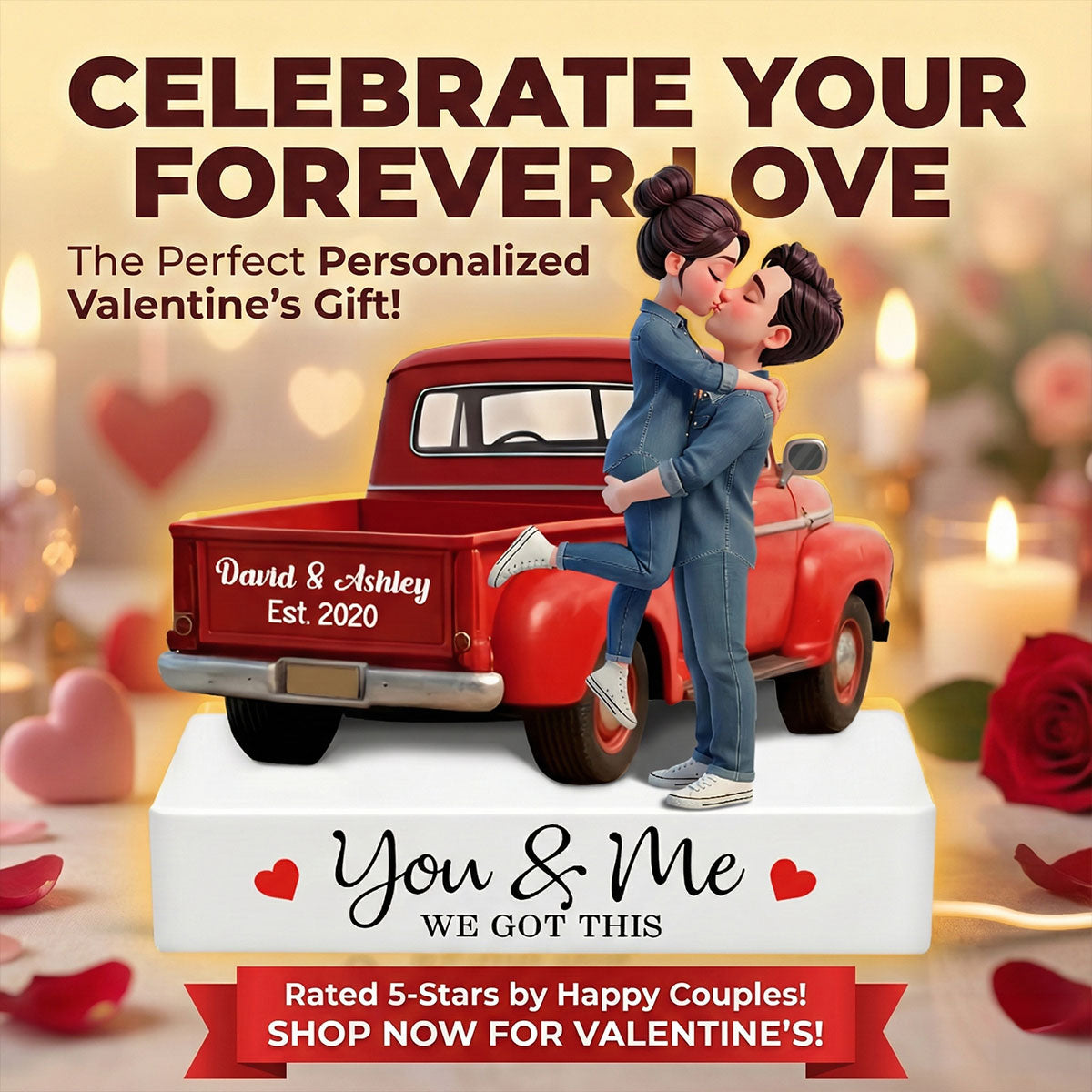 Romantic Couple Pickup Truck You & Me We Got This - Personalized Light Box - Valentine's Day Gift For Couple, Farmhouse Decor