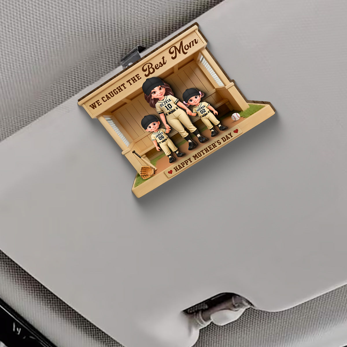 We Caught The Best Mom Baseball Dugout - Personalized Car Visor - Mother's Day Gift For Baseball Mom