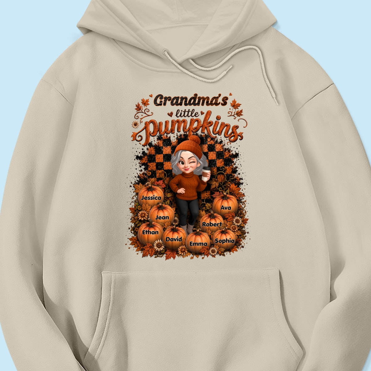 Grandma Pumpkin Patch Retro - Personalized Shirt - Fall Season Gift, Gift For Grandma
