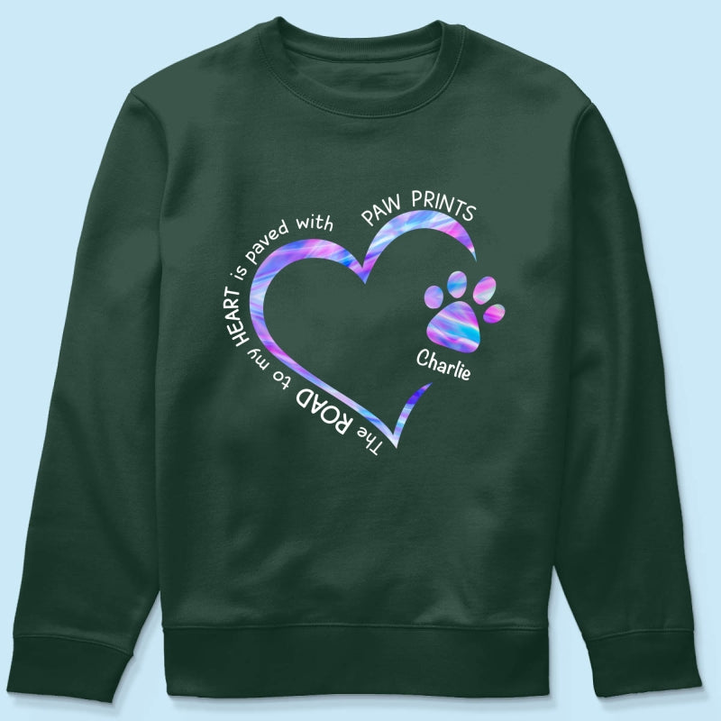 Road Paved With Paw Prints Colorful Personalized Hoodie Sweatshirt