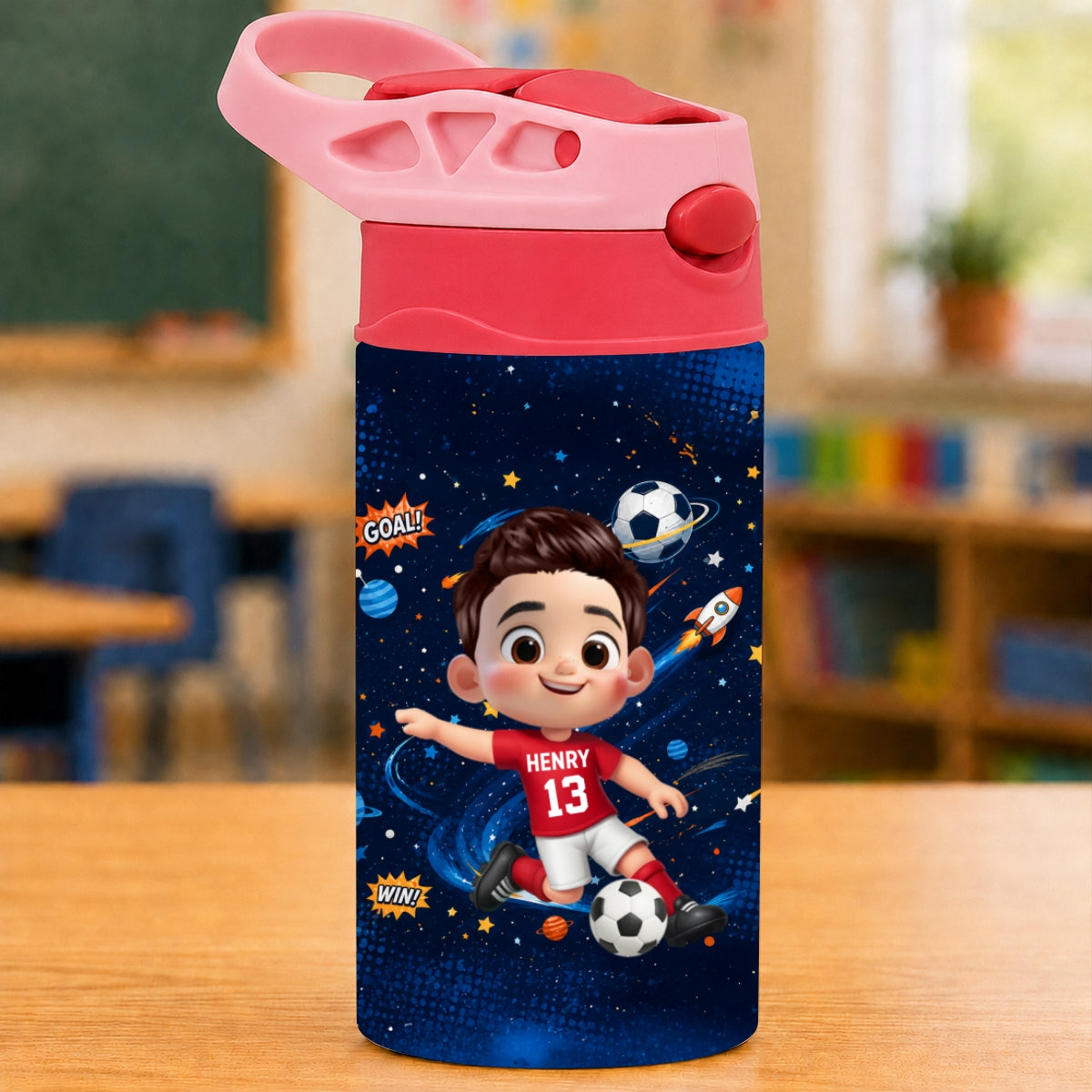On-trend Soccer Design for Boys Girls - Personalized Kid Water Bottle - Back to School Gift for Kids